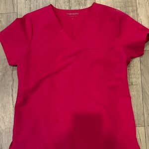 Mandala Women's V-Neck Scrub top and Joggers in Fushia.